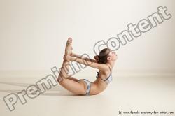 Swimsuit Gymnastic poses Woman White Moving poses Slim long brown Dynamic poses Academic